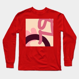 Minimalist Pink Doodle Abstract Art Long Sleeve T-Shirt